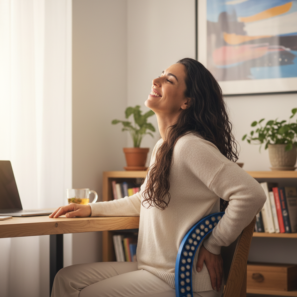 לקוחה משתמשת במתקן מתיחה