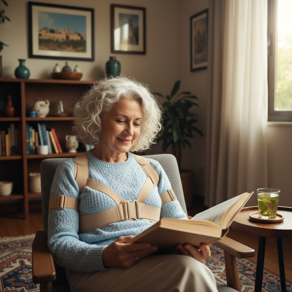 לקוחה משתמשת במיישר כתפיים
