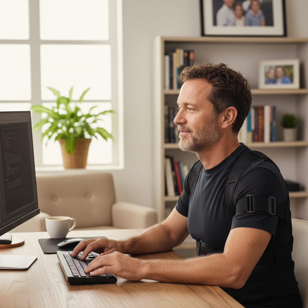 לקוח משתמש במיישר כתפיים